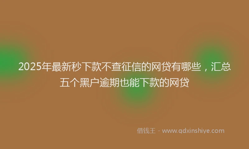 2025年最新秒下款不查征信的网贷有哪些，汇总五个黑户逾期也能下款的网贷