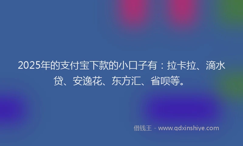 2025年的支付宝下款的小口子有：拉卡拉、滴水贷、安逸花、东方汇、省呗等。
