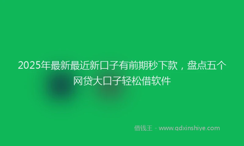 2025年最新最近新口子有前期秒下款，盘点五个网贷大口子轻松借软件