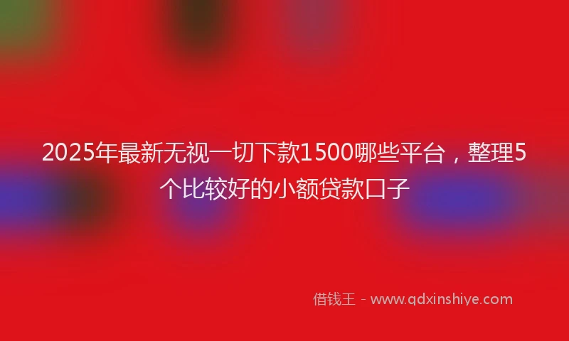 2025年最新无视一切下款1500哪些平台，整理5个比较好的小额贷款口子