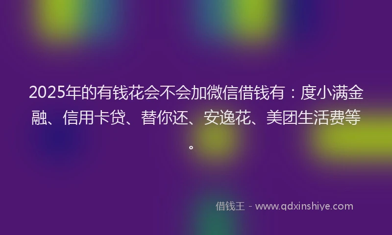 2025年的有钱花会不会加微信借钱有：度小满金融、信用卡贷、替你还、安逸花、美团生活费等。
