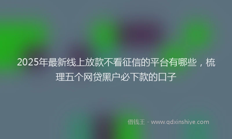 2025年最新线上放款不看征信的平台有哪些，梳理五个网贷黑户必下款的口子