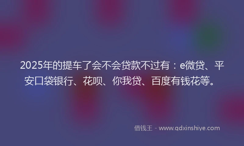 2025年的提车了会不会贷款不过有：e微贷、平安口袋银行、花呗、你我贷、百度有钱花等。