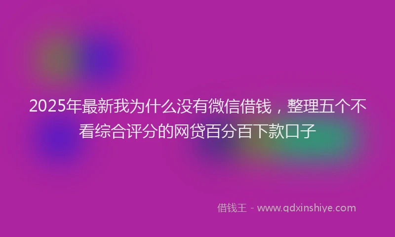 2025年最新我为什么没有微信借钱，整理五个不看综合评分的网贷百分百下款口子