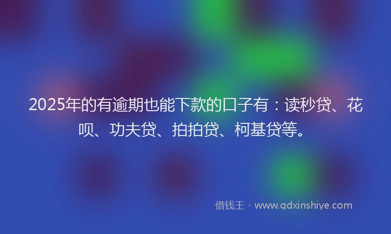 2025年的有逾期也能下款的口子有：读秒贷、花呗、功夫贷、拍拍贷、柯基贷等。