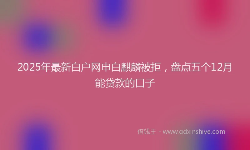 2025年最新白户网申白麒麟被拒，盘点五个12月能贷款的口子