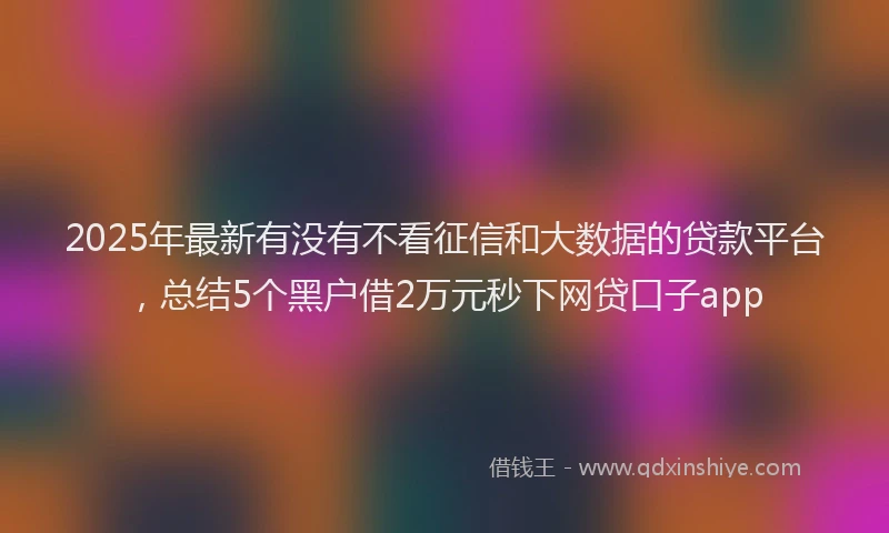 2025年最新有没有不看征信和大数据的贷款平台，总结5个黑户借2万元秒下网贷口子app