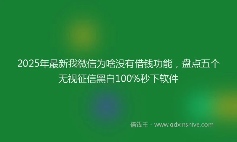 2025年最新我微信为啥没有借钱功能，盘点五个无视征信黑白100%秒下软件