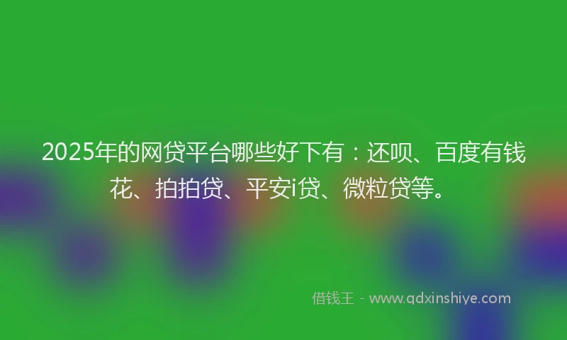 2025年的网贷平台哪些好下有：还呗、百度有钱花、拍拍贷、平安i贷、微粒贷等。
