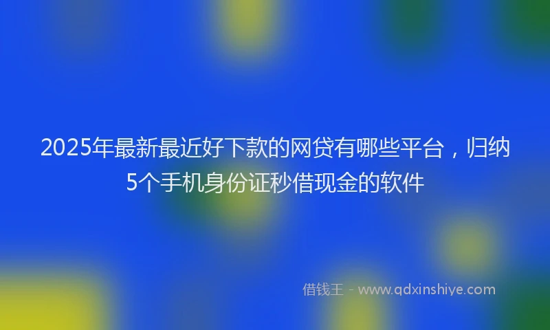 2025年最新最近好下款的网贷有哪些平台，归纳5个手机身份证秒借现金的软件