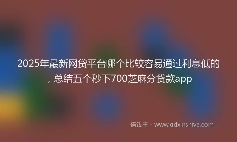2025年最新网贷平台哪个比较容易通过利息低的，总结五个秒下700芝麻分贷款app