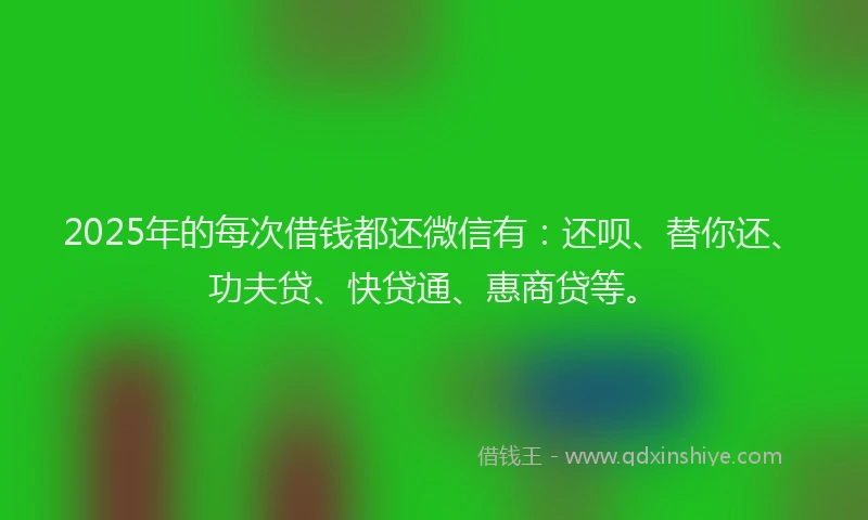 2025年的每次借钱都还微信有：还呗、替你还、功夫贷、快贷通、惠商贷等。
