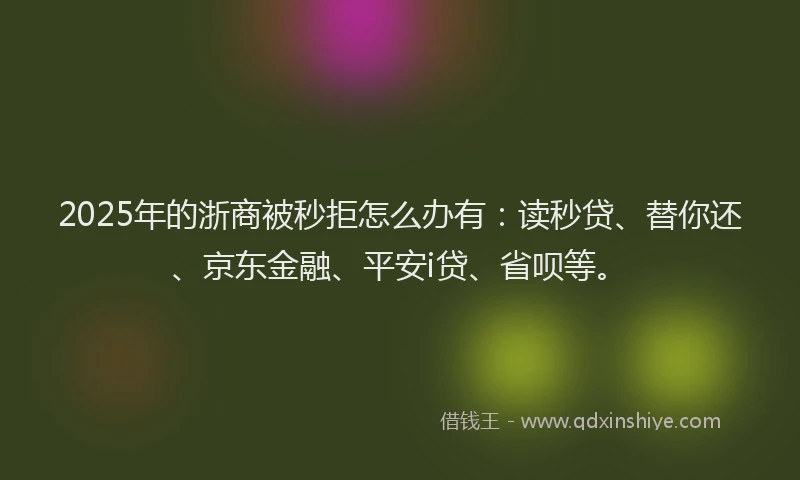 2025年的浙商被秒拒怎么办有：读秒贷、替你还、京东金融、平安i贷、省呗等。
