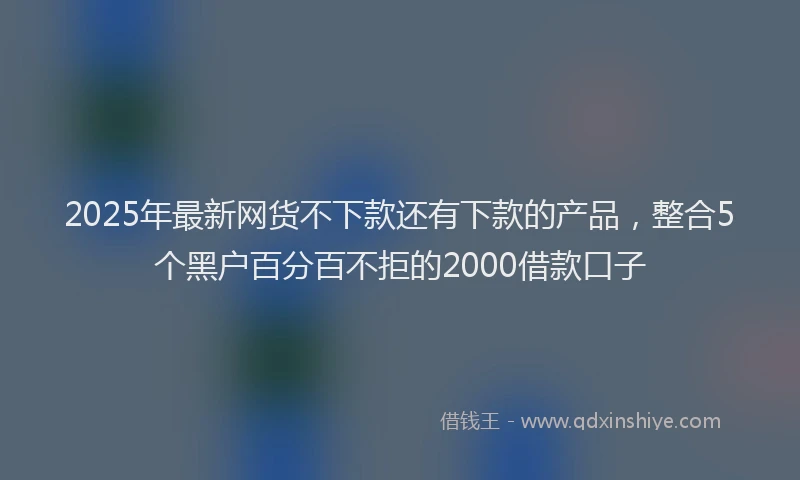 2025年最新网货不下款还有下款的产品，整合5个黑户百分百不拒的2000借款口子