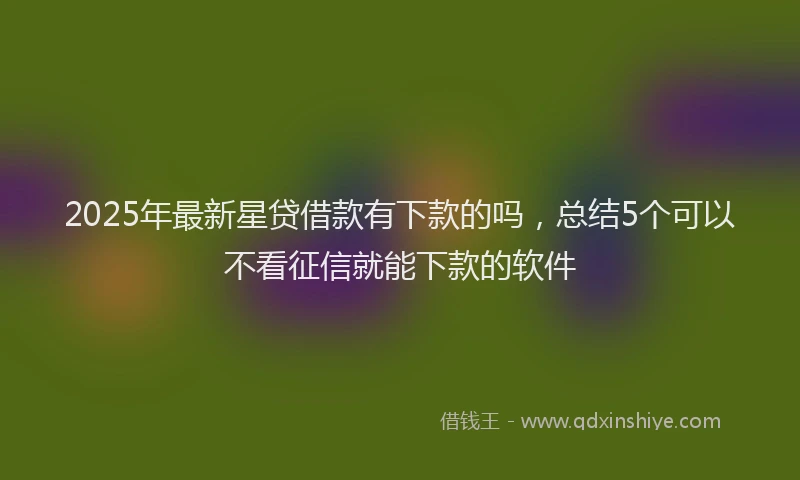 2025年最新星贷借款有下款的吗，总结5个可以不看征信就能下款的软件