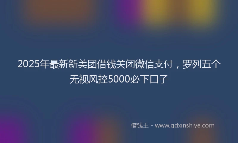 2025年最新新美团借钱关闭微信支付,罗列五个无视风控5000必下口子