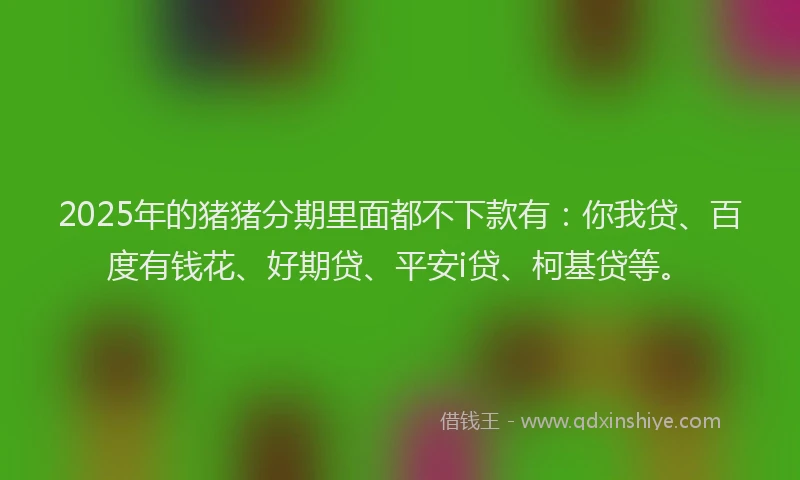 2025年的猪猪分期里面都不下款有：你我贷、百度有钱花、好期贷、平安i贷、柯基贷等。