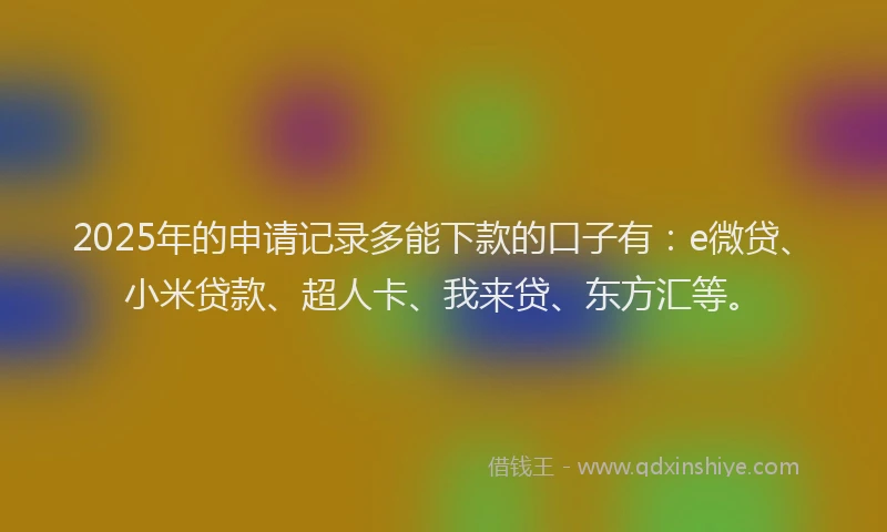2025年的申请记录多能下款的口子有：e微贷、小米贷款、超人卡、我来贷、东方汇等。