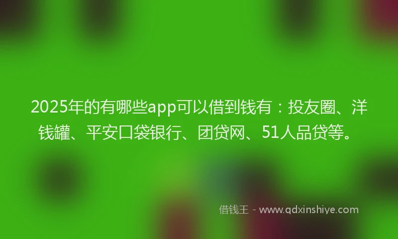 2025年的有哪些app可以借到钱有：投友圈、洋钱罐、平安口袋银行、团贷网、51人品贷等。
