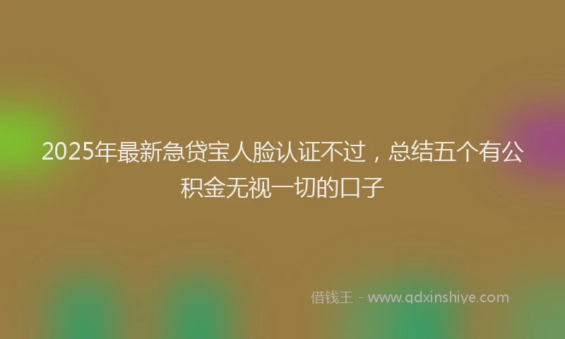 2025年最新急贷宝人脸认证不过，总结五个有公积金无视一切的口子