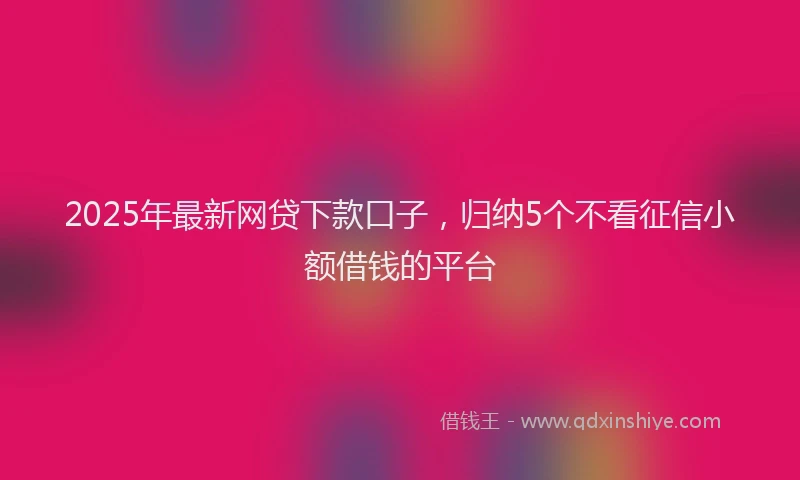 2025年最新网贷下款口子，归纳5个不看征信小额借钱的平台