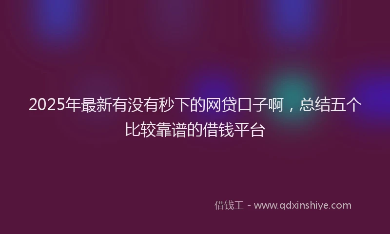 2025年最新有没有秒下的网贷口子啊，总结五个比较靠谱的借钱平台