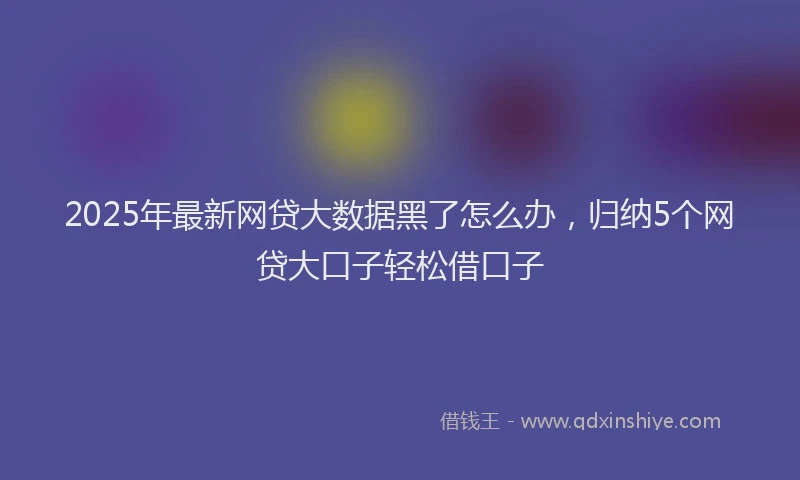 2025年最新网贷大数据黑了怎么办，归纳5个网贷大口子轻松借口子