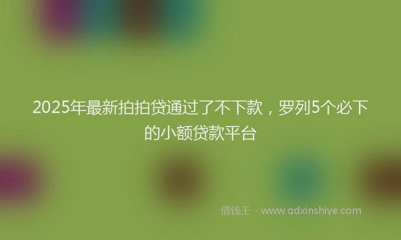 2025年最新拍拍贷通过了不下款，罗列5个必下的小额贷款平台