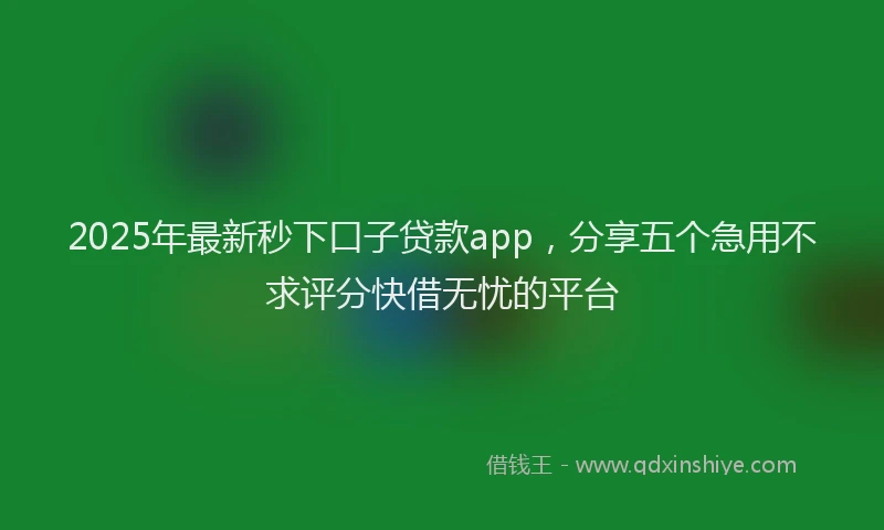 2025年最新秒下口子贷款app，分享五个急用不求评分快借无忧的平台
