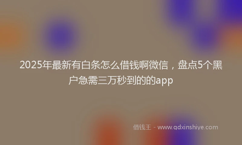 2025年最新有白条怎么借钱啊微信，盘点5个黑户急需三万秒到的的app