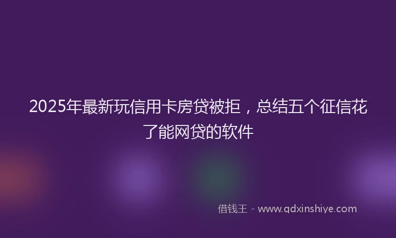 2025年最新玩信用卡房贷被拒，总结五个征信花了能网贷的软件