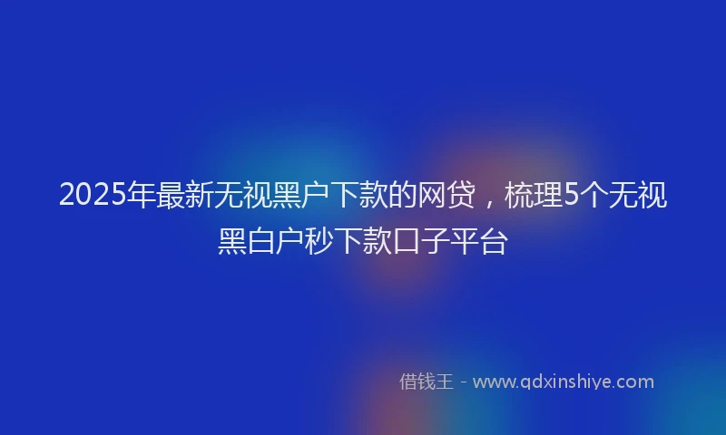 2025年最新无视黑户下款的网贷，梳理5个无视黑白户秒下款口子平台