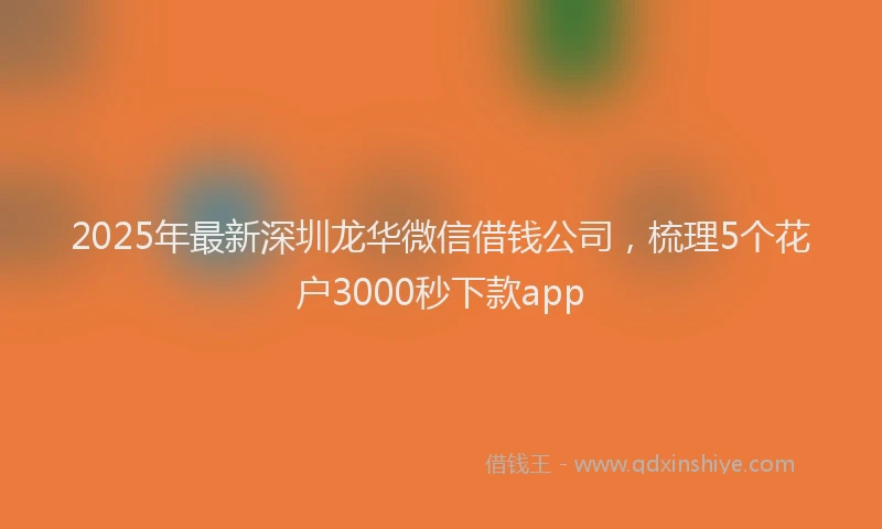 2025年最新深圳龙华微信借钱公司，梳理5个花户3000秒下款app