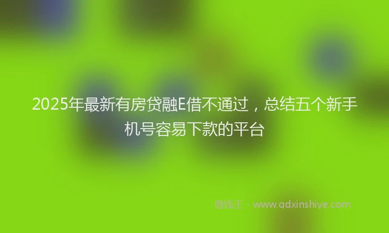 2025年最新有房贷融E借不通过,总结五个新手机号容易下款的平台