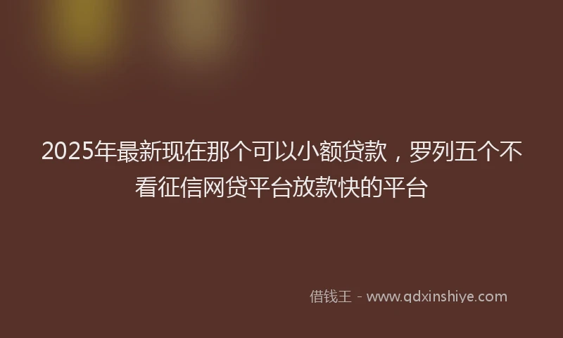 2025年最新现在那个可以小额贷款，罗列五个不看征信网贷平台放款快的平台
