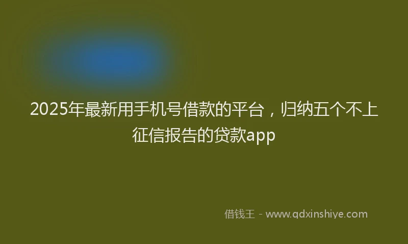 2025年最新用手机号借款的平台，归纳五个不上征信报告的贷款app