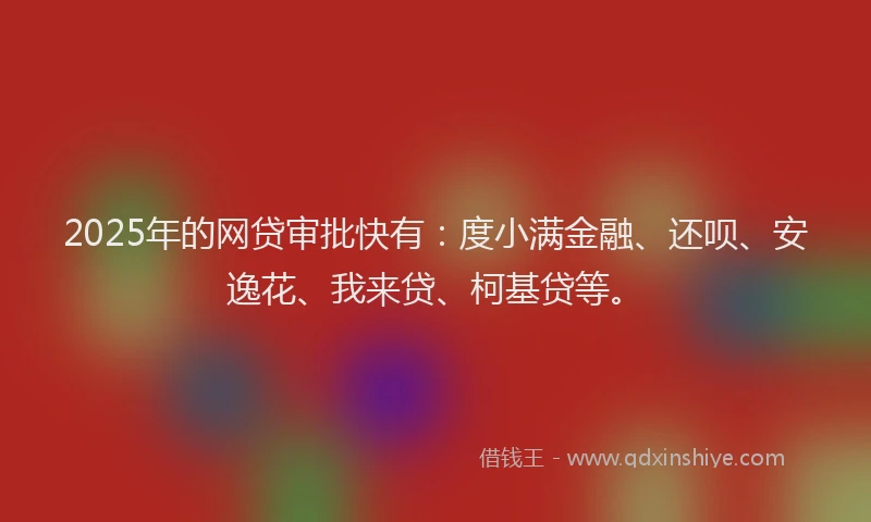 2025年的网贷审批快有：度小满金融、还呗、安逸花、我来贷、柯基贷等。