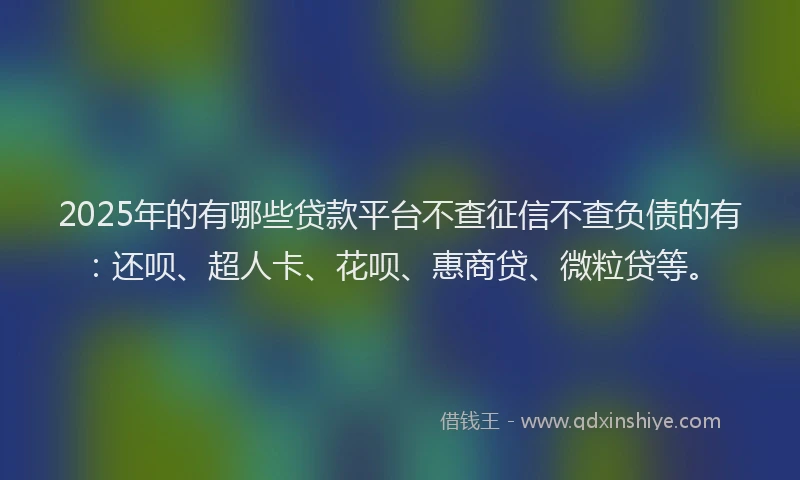 2025年的有哪些贷款平台不查征信不查负债的有：还呗、超人卡、花呗、惠商贷、微粒贷等。