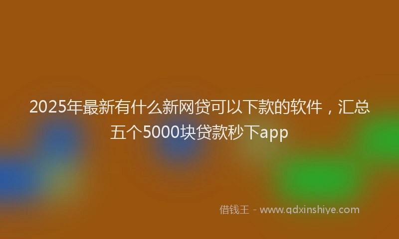 2025年最新有什么新网贷可以下款的软件，汇总五个5000块贷款秒下app