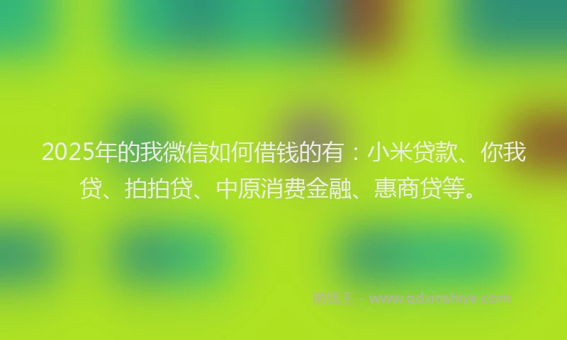 2025年的我微信如何借钱的有：小米贷款、你我贷、拍拍贷、中原消费金融、惠商贷等。