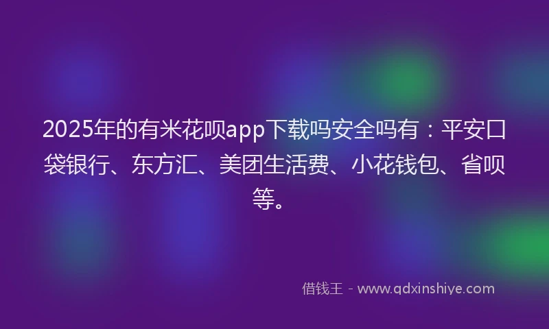 2025年的有米花呗app下载吗安全吗有：平安口袋银行、东方汇、美团生活费、小花钱包、省呗等。