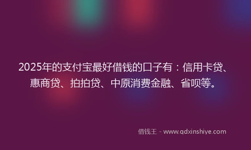 2025年的支付宝最好借钱的口子有：信用卡贷、惠商贷、拍拍贷、中原消费金融、省呗等。