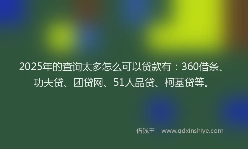 2025年的查询太多怎么可以贷款有：360借条、功夫贷、团贷网、51人品贷、柯基贷等。