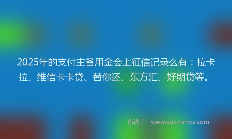 2025年的支付主备用金会上征信记录么有：拉卡拉、维信卡卡贷、替你还、东方汇、好期贷等。
