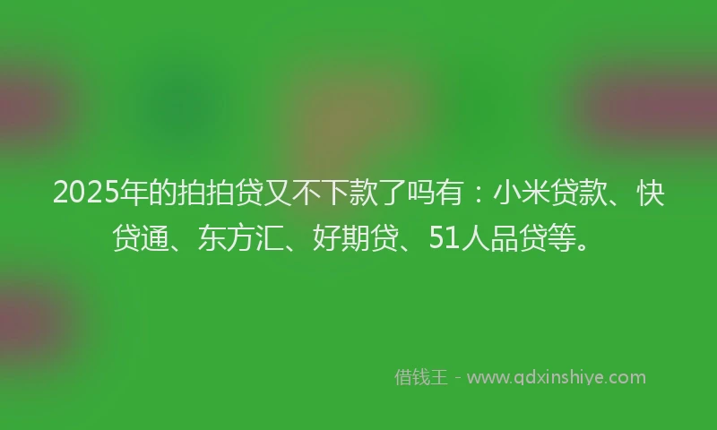 2025年的拍拍贷又不下款了吗有：小米贷款、快贷通、东方汇、好期贷、51人品贷等。