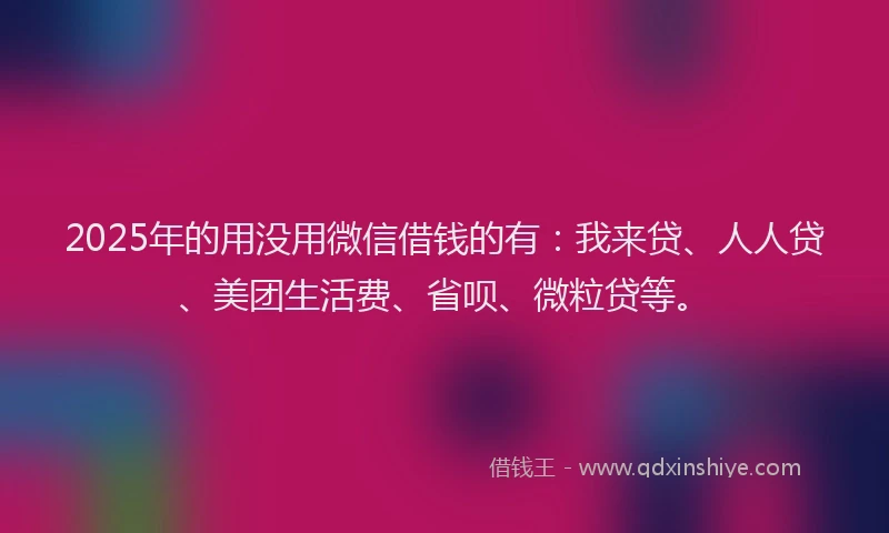 2025年的用没用微信借钱的有：我来贷、人人贷、美团生活费、省呗、微粒贷等。