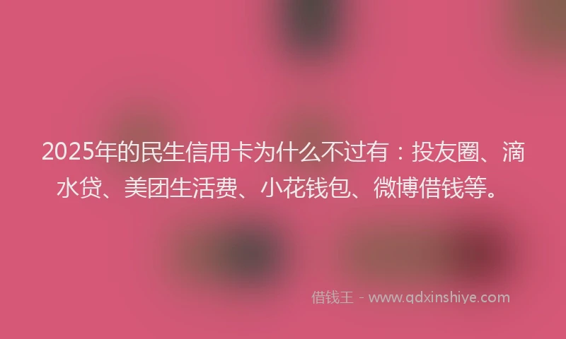 2025年的民生信用卡为什么不过有:投友圈、滴水贷、美团生活费、小花钱包、微博借钱等。