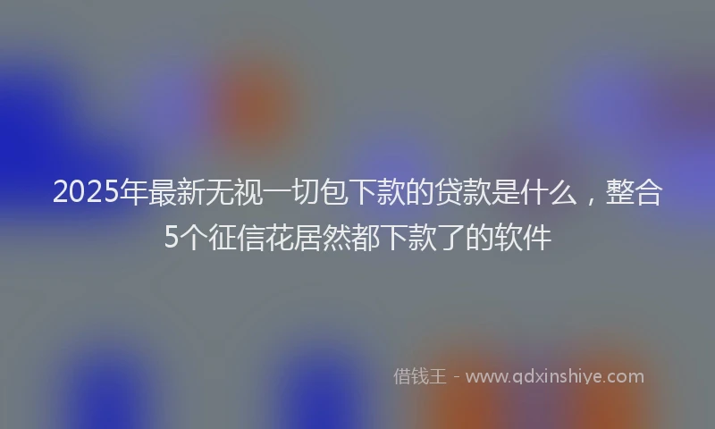 2025年最新无视一切包下款的贷款是什么，整合5个征信花居然都下款了的软件