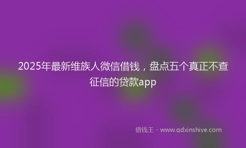 2025年最新维族人微信借钱，盘点五个真正不查征信的贷款app