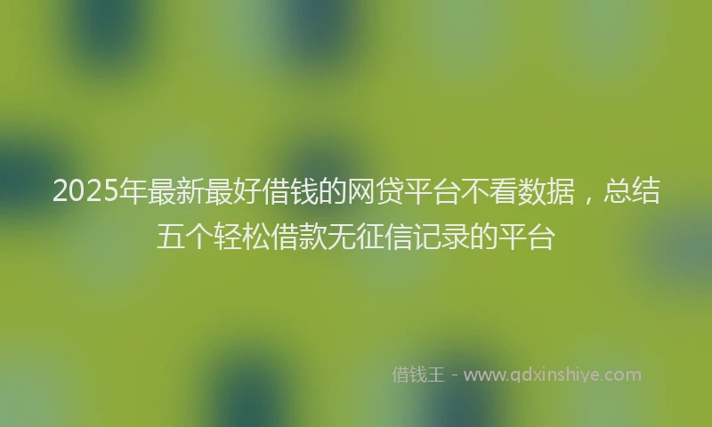 2025年最新最好借钱的网贷平台不看数据，总结五个轻松借款无征信记录的平台